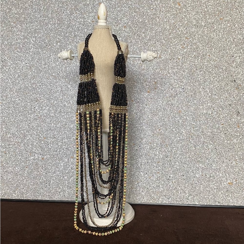 Multi Strand Fringe Necklace 34”long